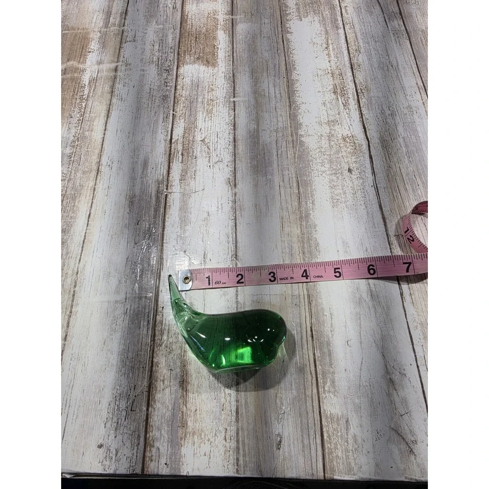Vintage Green Art Glass Whale Figurine Hand Blown‎ Nautical Paperweight Decor